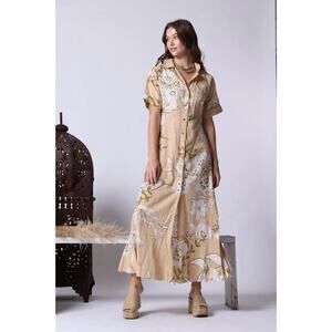 Z&L Europe Westside Floral Maxi Shirt Dress Safari A-line Medium Buttoned